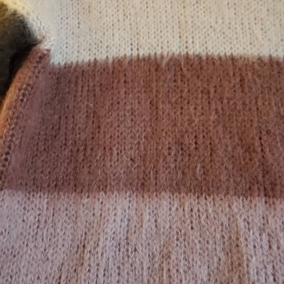 Simons brand mohair striped sweater. Neutrals. Like new, no pill balling. Warm. - Picture 3 of 6
